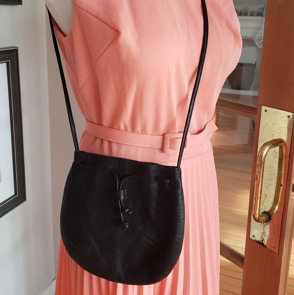 Vintage Black Leather Pouch Purse